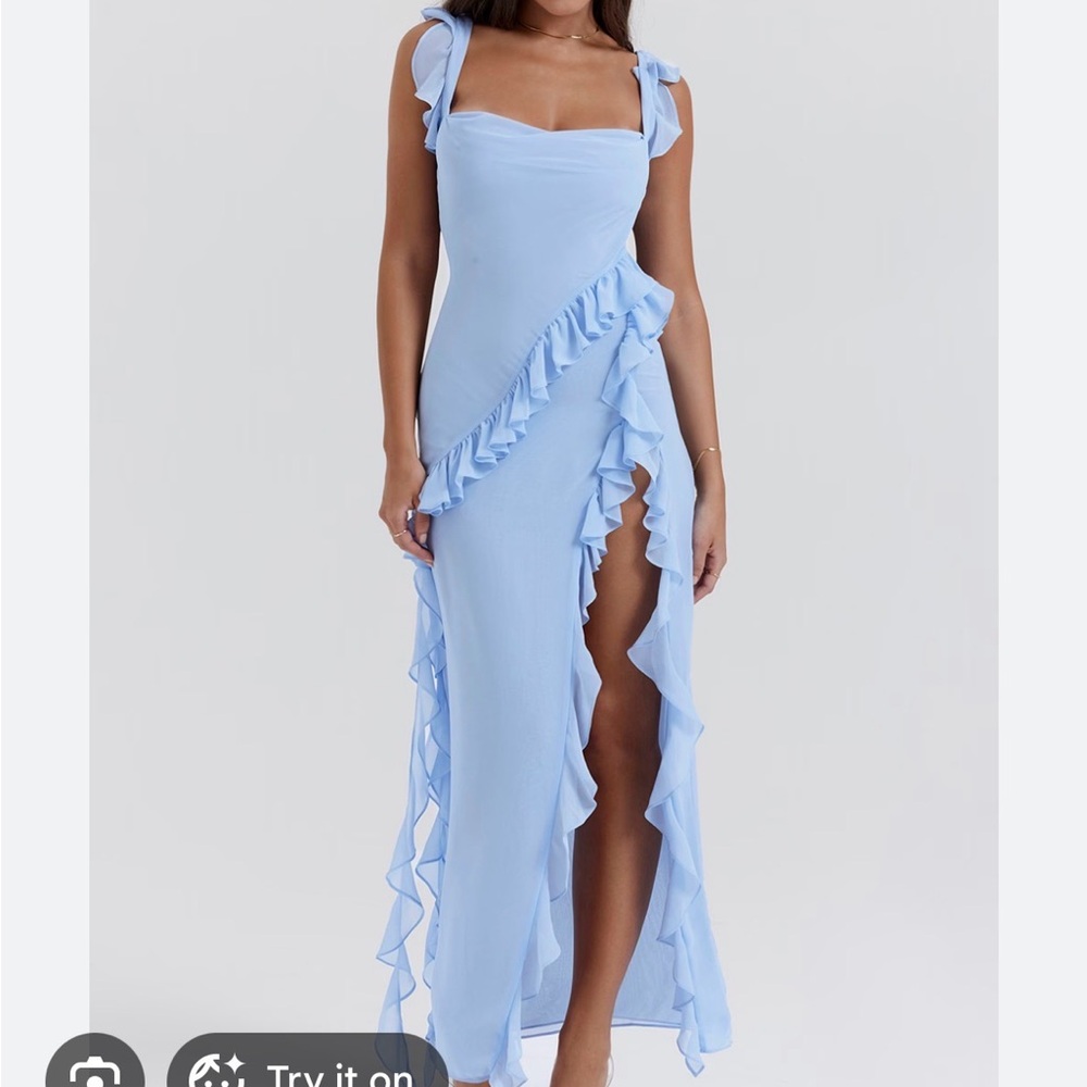 House of CB Soft Blue Ruffle Ariela Dress